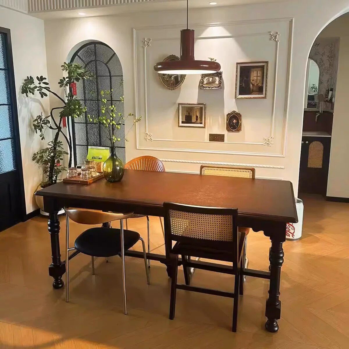 Vintage Solid Wood Dining Table French Rustic Rectangular Table Set