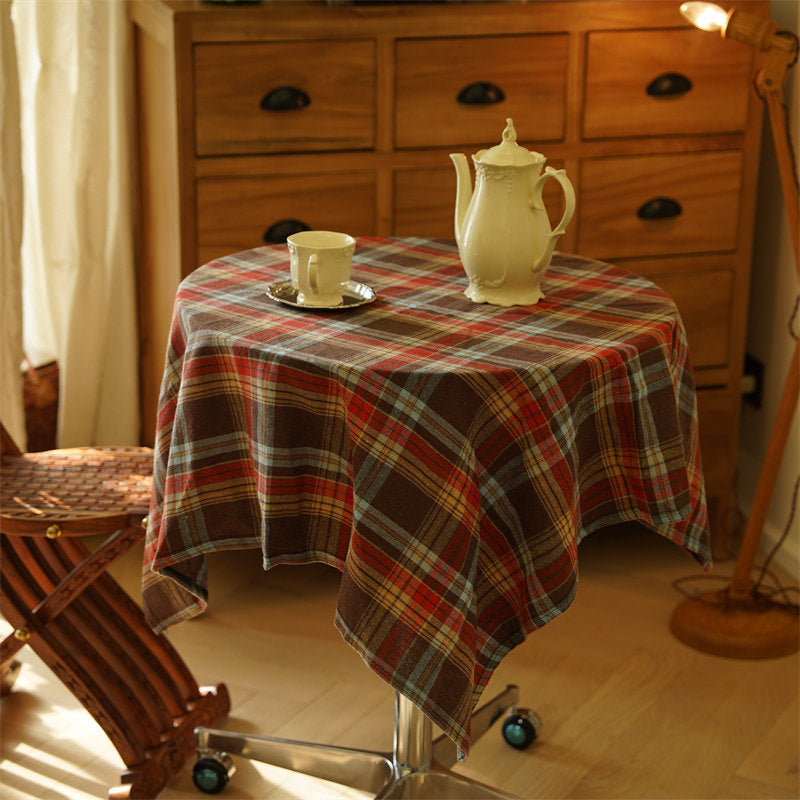 Christmas Tablecloth Plaid Vintage Dining Table Photo Backdrop