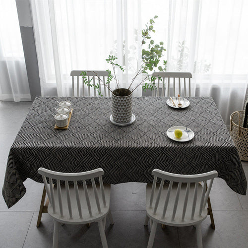 Boho Black White Geometric Tablecloth Nordic Dining Table Cover