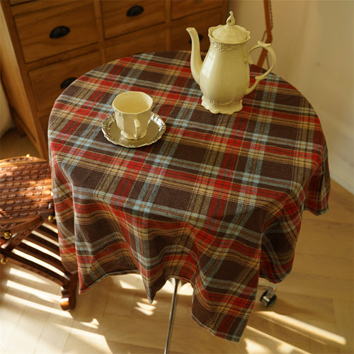 Christmas Tablecloth Plaid Vintage Dining Table Photo Backdrop