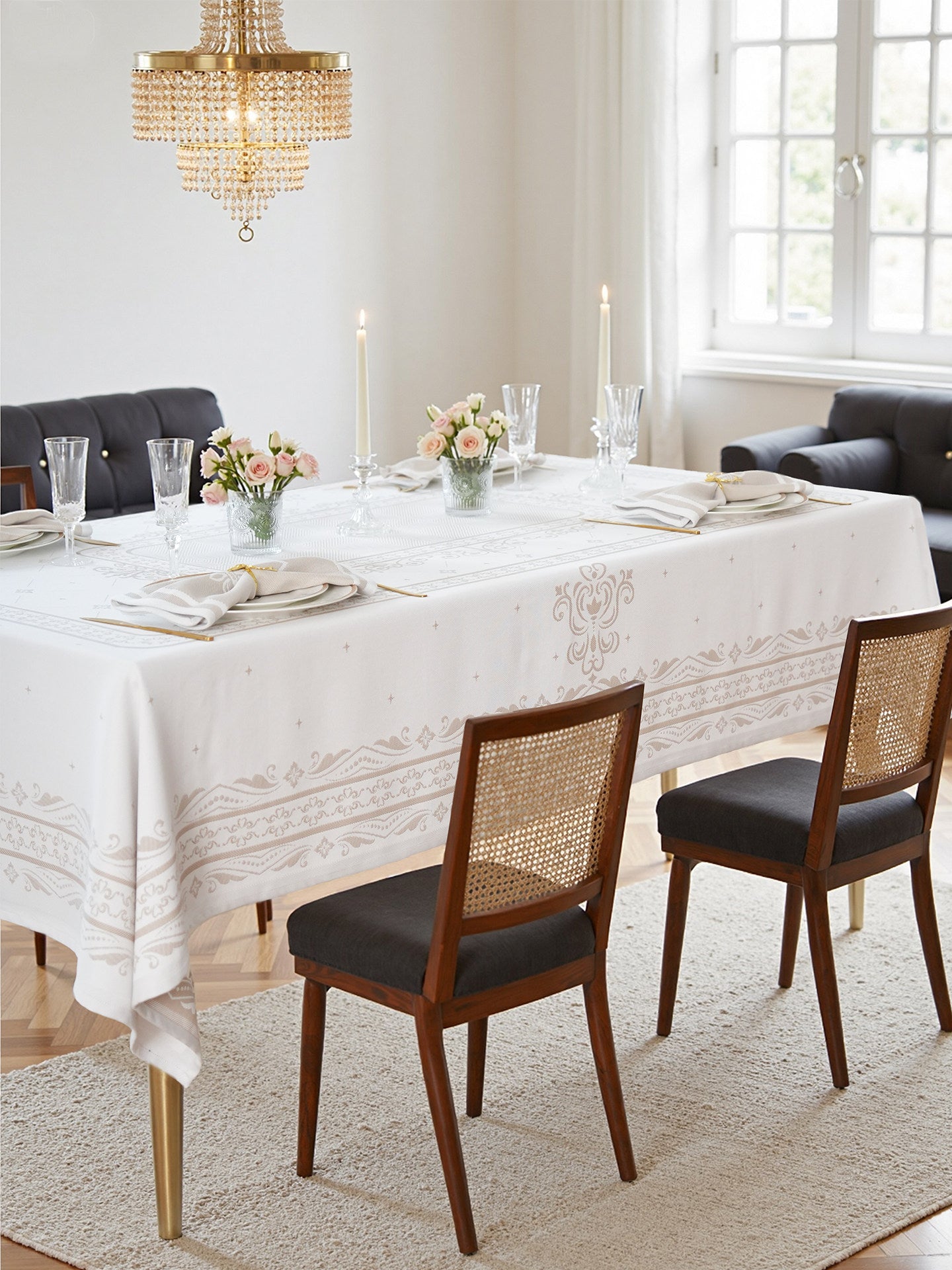 Jacquard Table Cover Luxury Dining Tablecloth Coffee Table Cloth