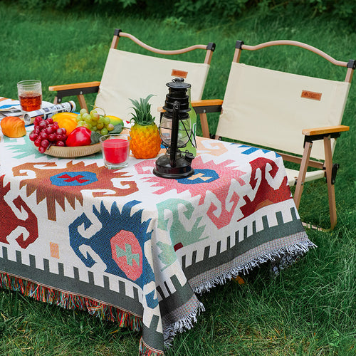 Camping Picnic Mat Cotton Linen Boho Outdoor Blanket Decor