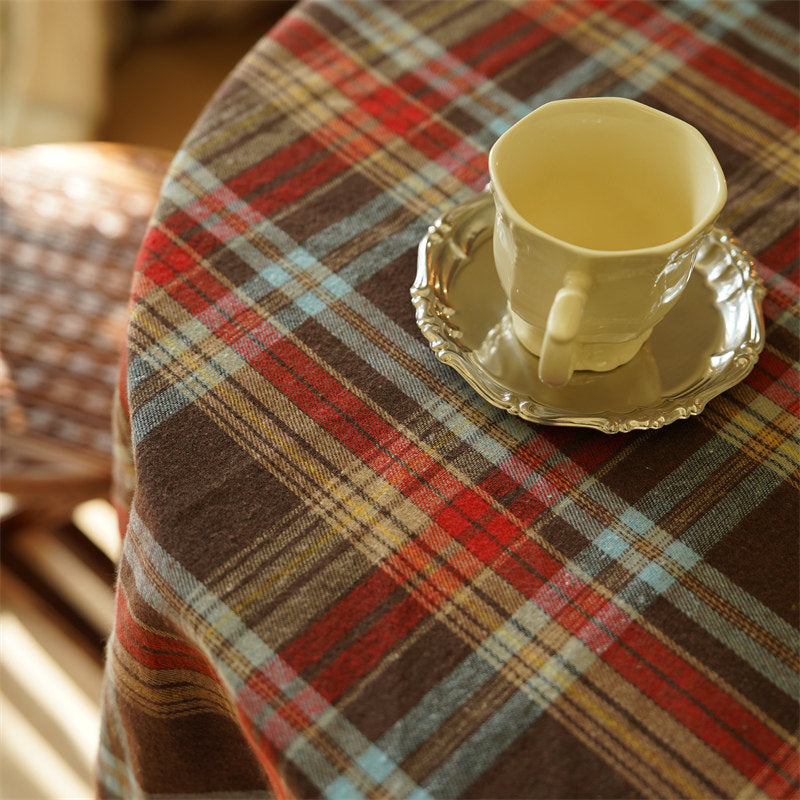 Christmas Tablecloth Plaid Vintage Dining Table Photo Backdrop