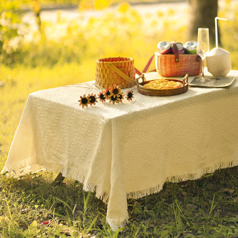 Outdoor Picnic Mat Cotton Linen Boho Camping Tablecloth
