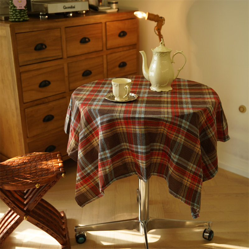 Christmas Tablecloth Plaid Vintage Dining Table Photo Backdrop