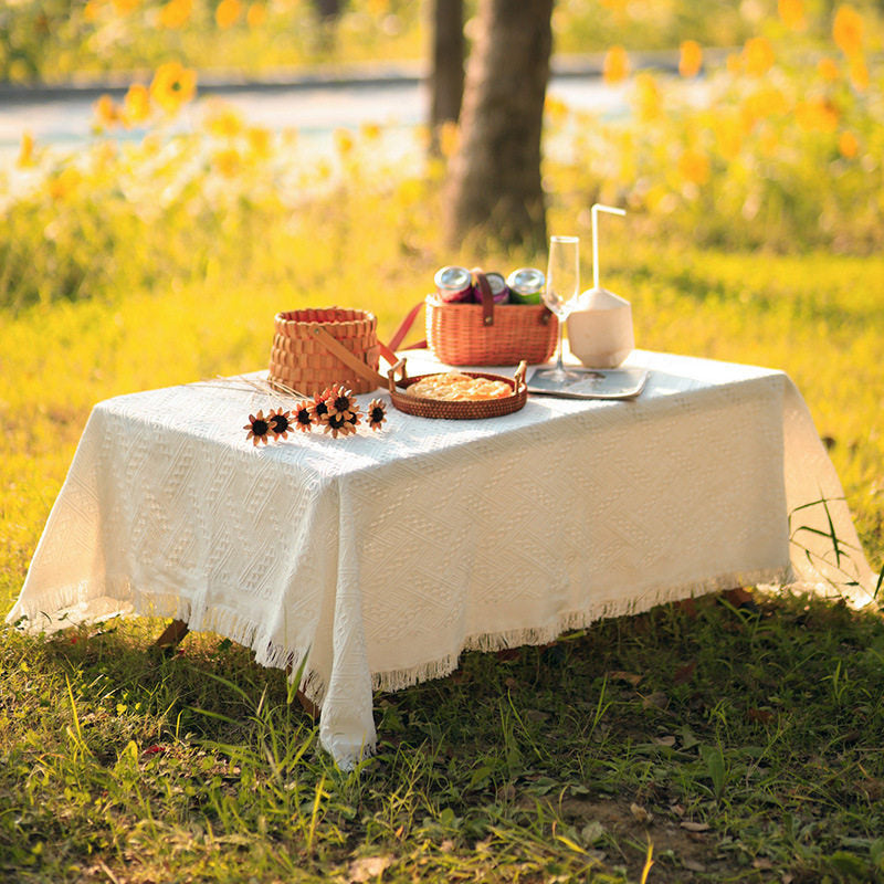 Outdoor Picnic Mat Cotton Linen Boho Camping Tablecloth