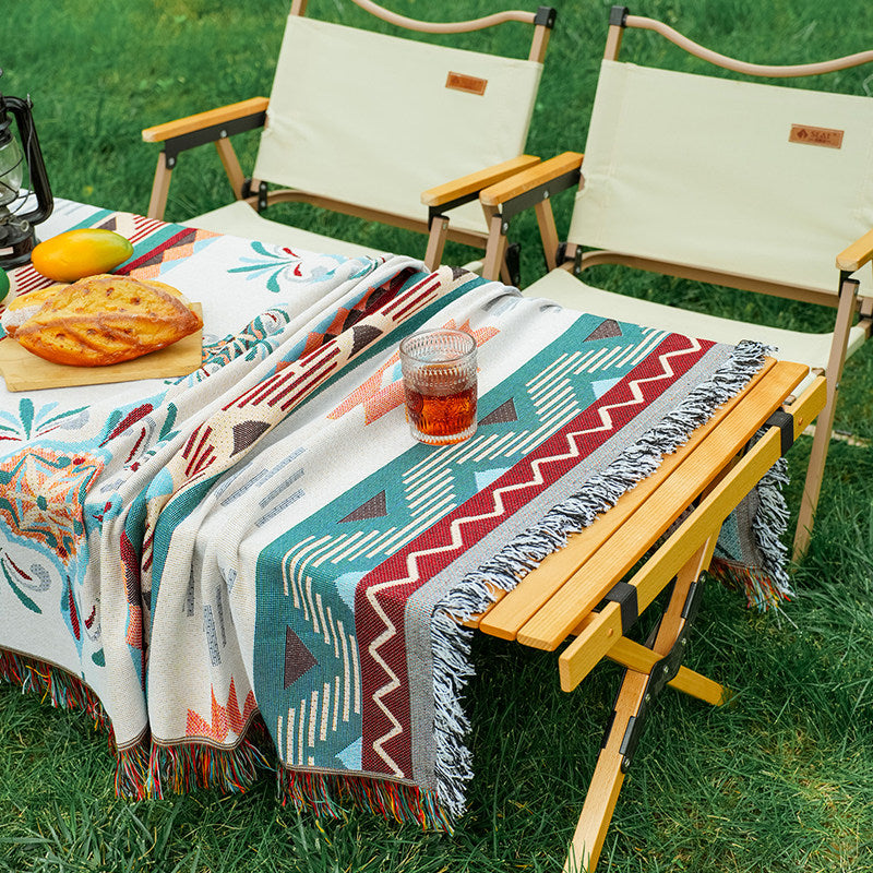 Camping Picnic Mat Cotton Linen Boho Outdoor Blanket Decor